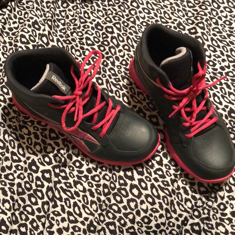 Reebok pink and grey shoes